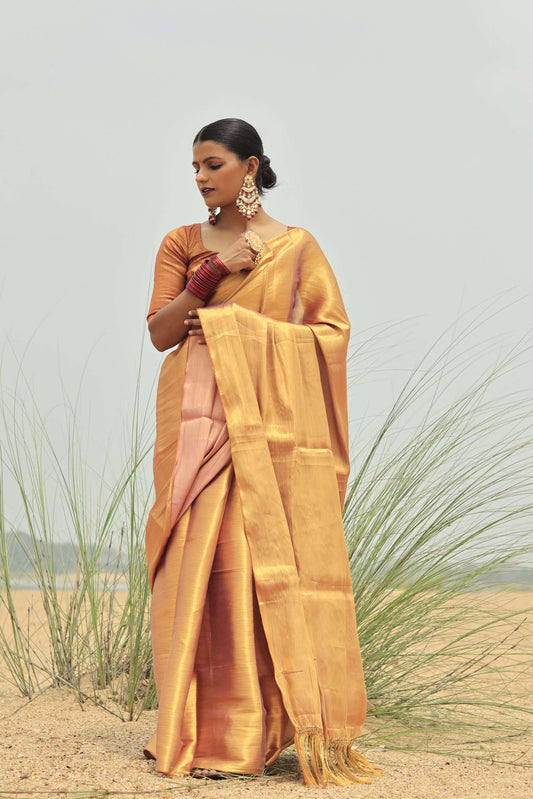 Golden Twil Weave Saree