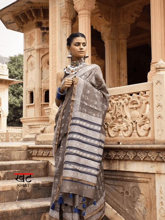 Chanderi Gold Border