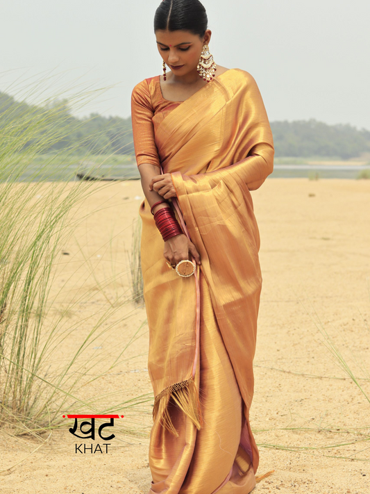 Golden Twil Weave Saree